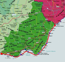 mapa travesía Almería